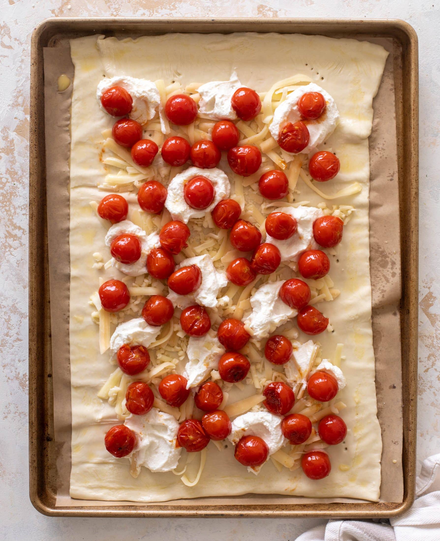 tomato ricotta hot honey tart