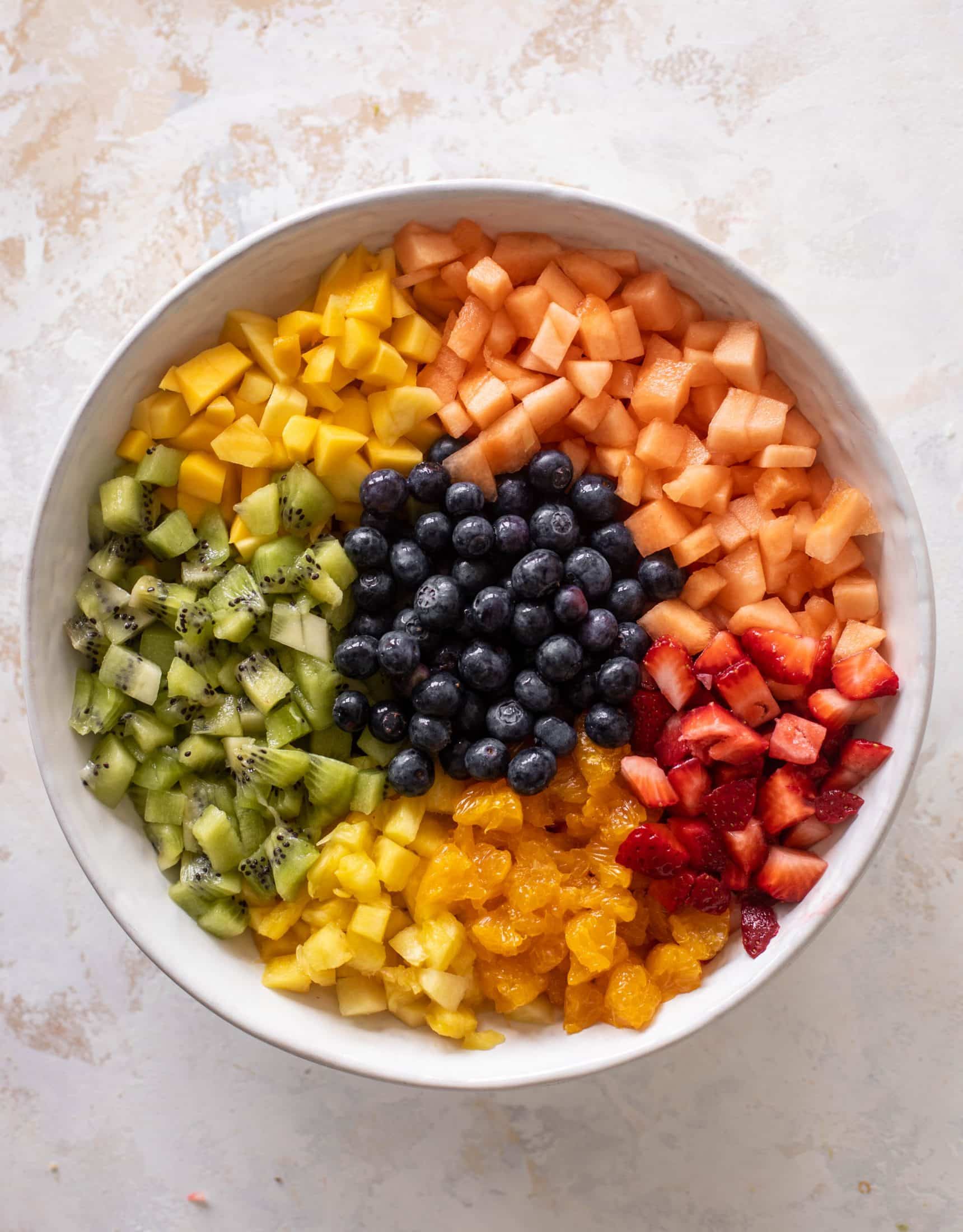 rainbow chopped fruit salad