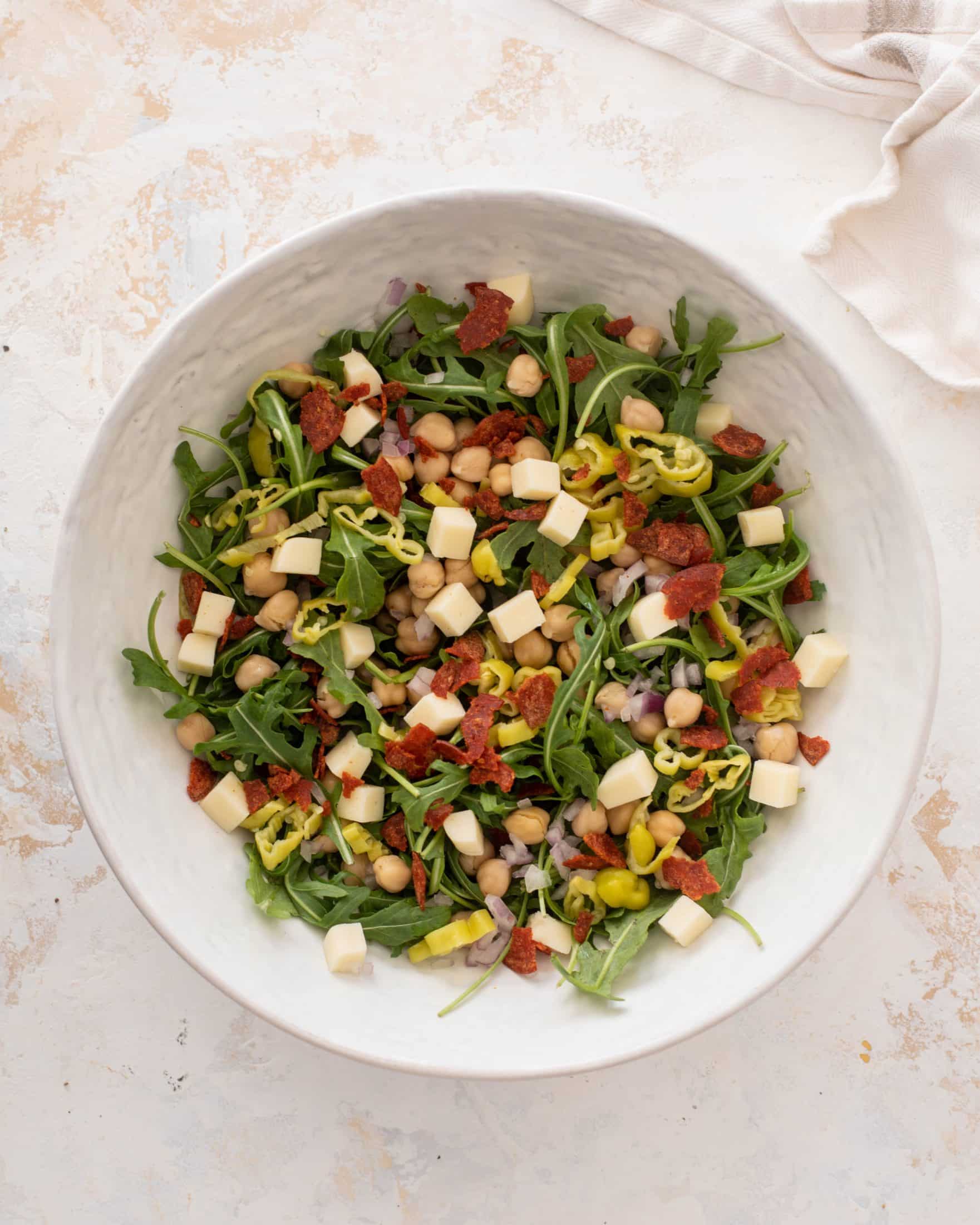 crispy pepperoni arugula salad