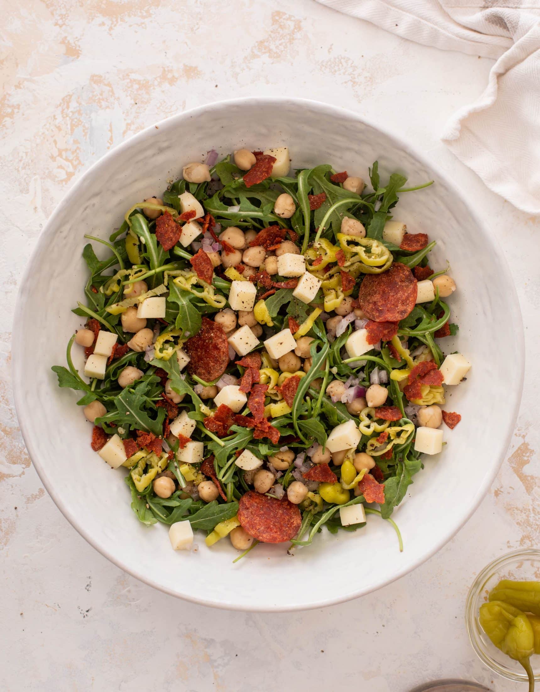 crispy pepperoni arugula salad