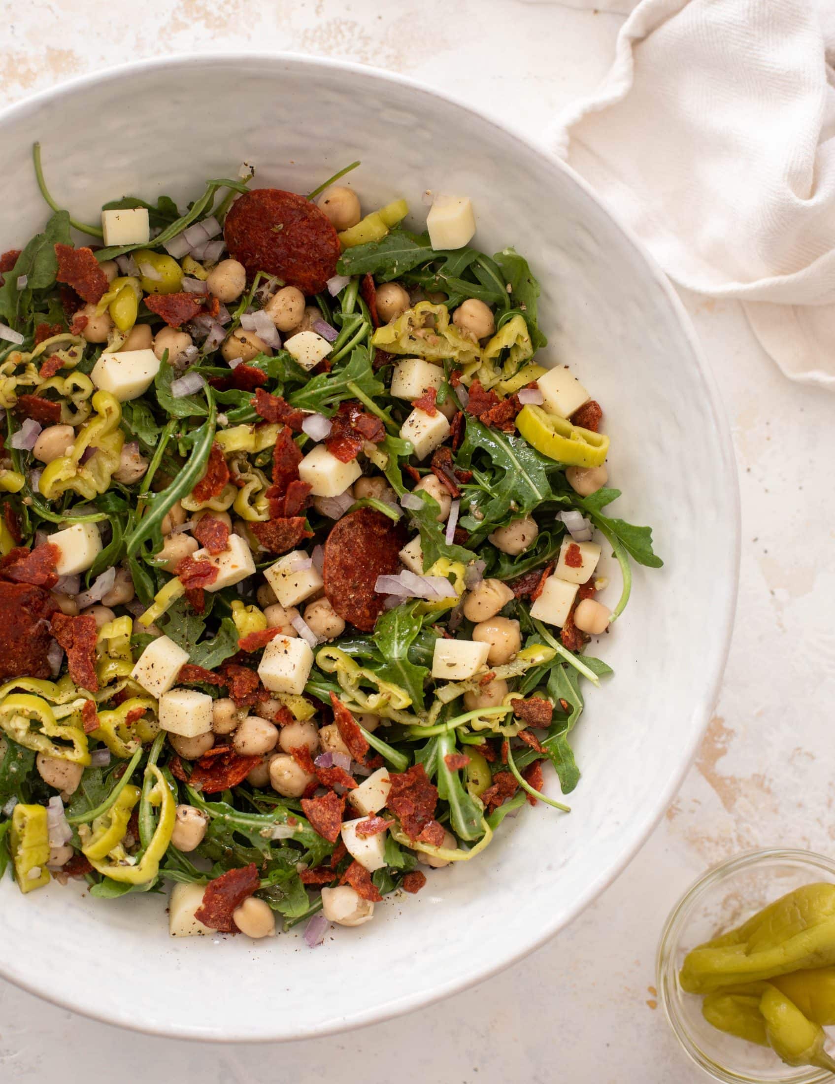 crispy pepperoni arugula salad