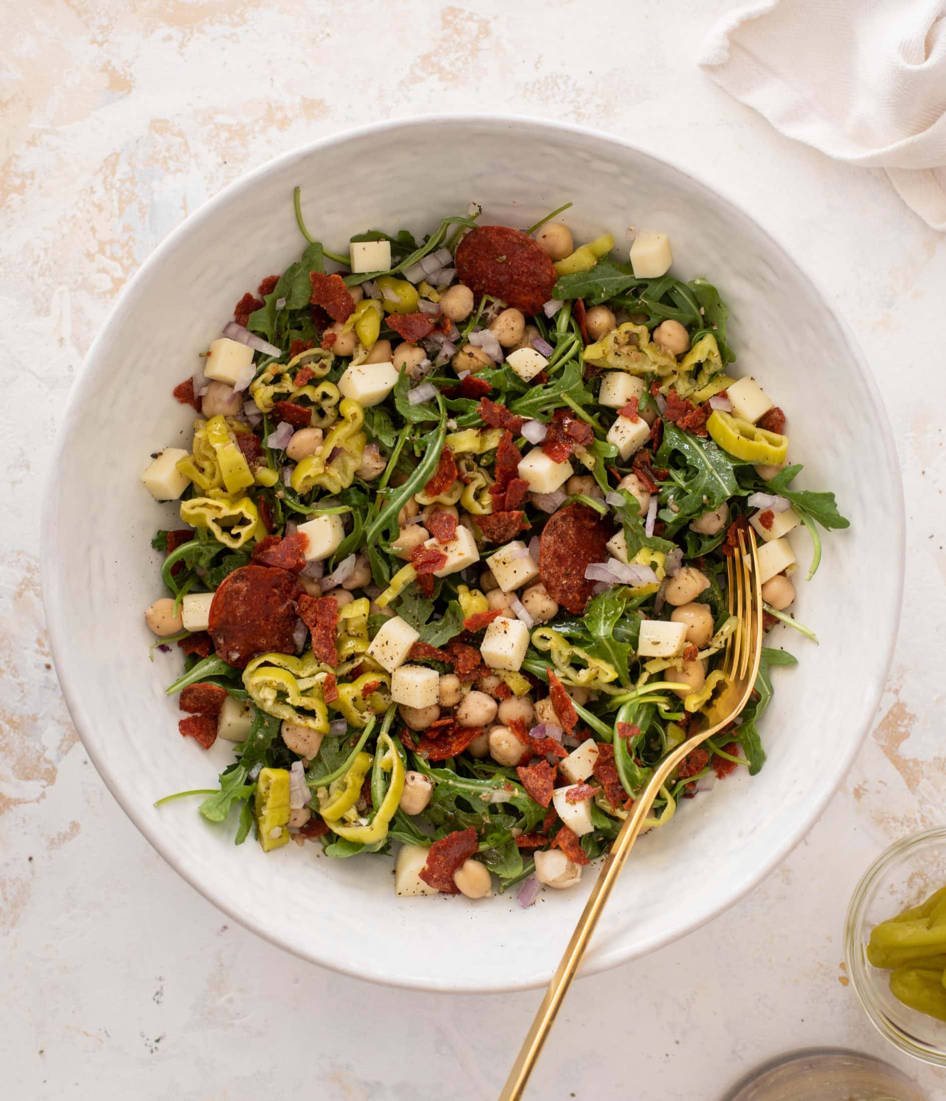 crispy pepperoni arugula salad