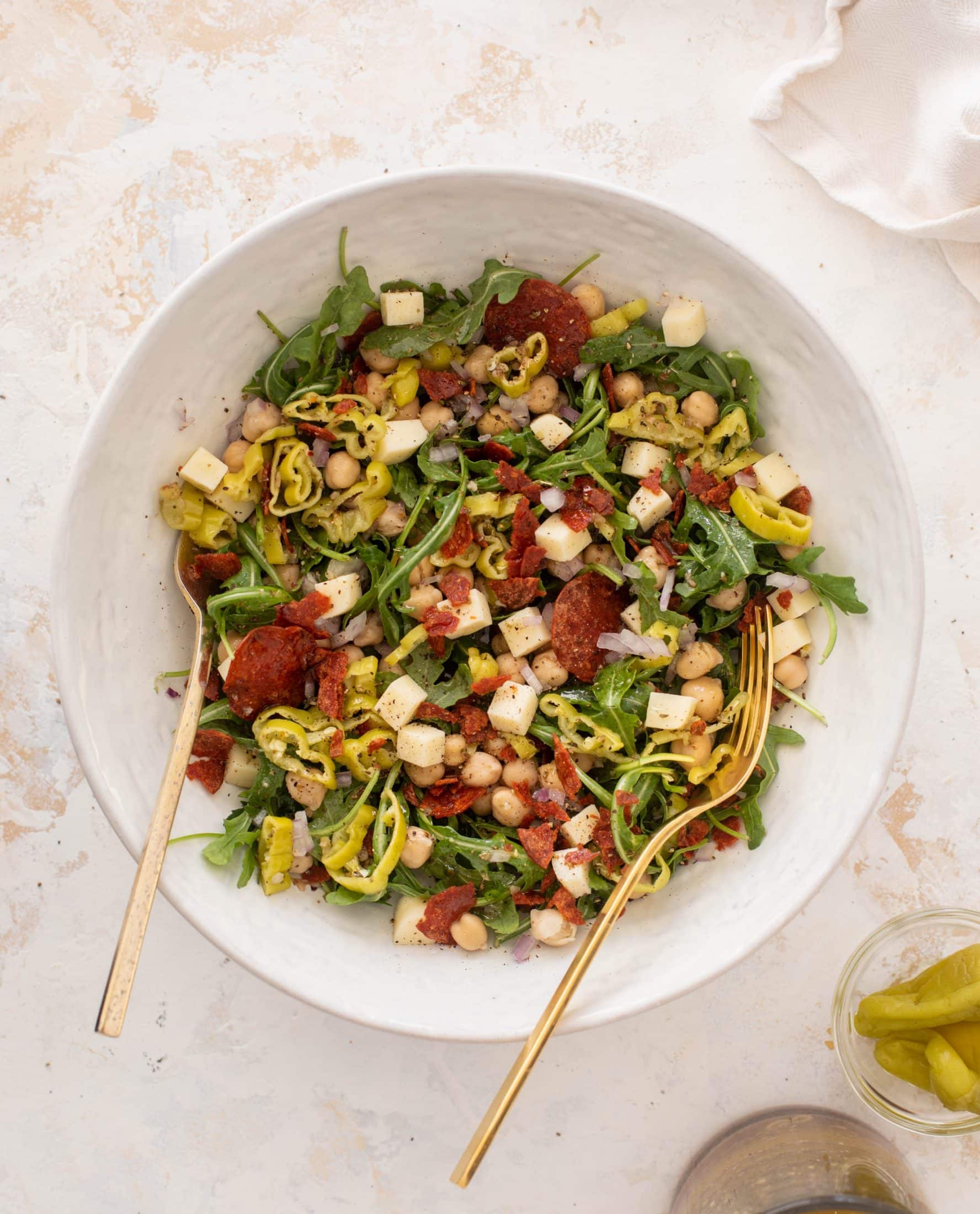 crispy pepperoni arugula salad