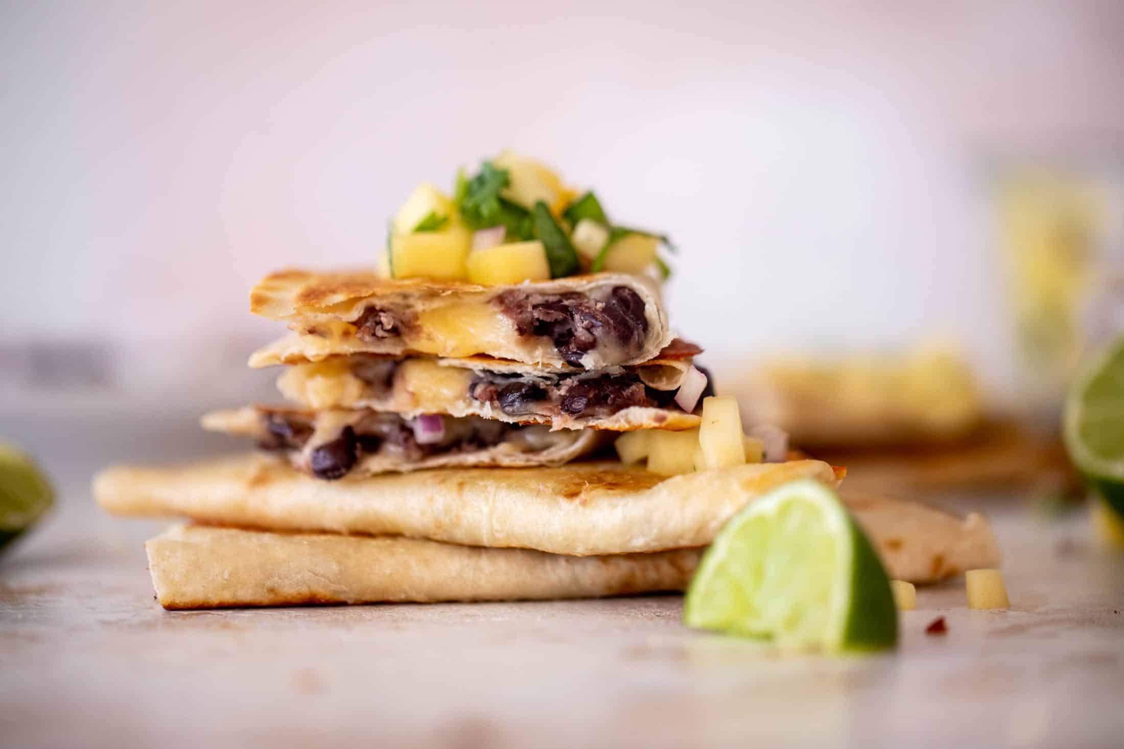smashed black bean tacos with mango salsa