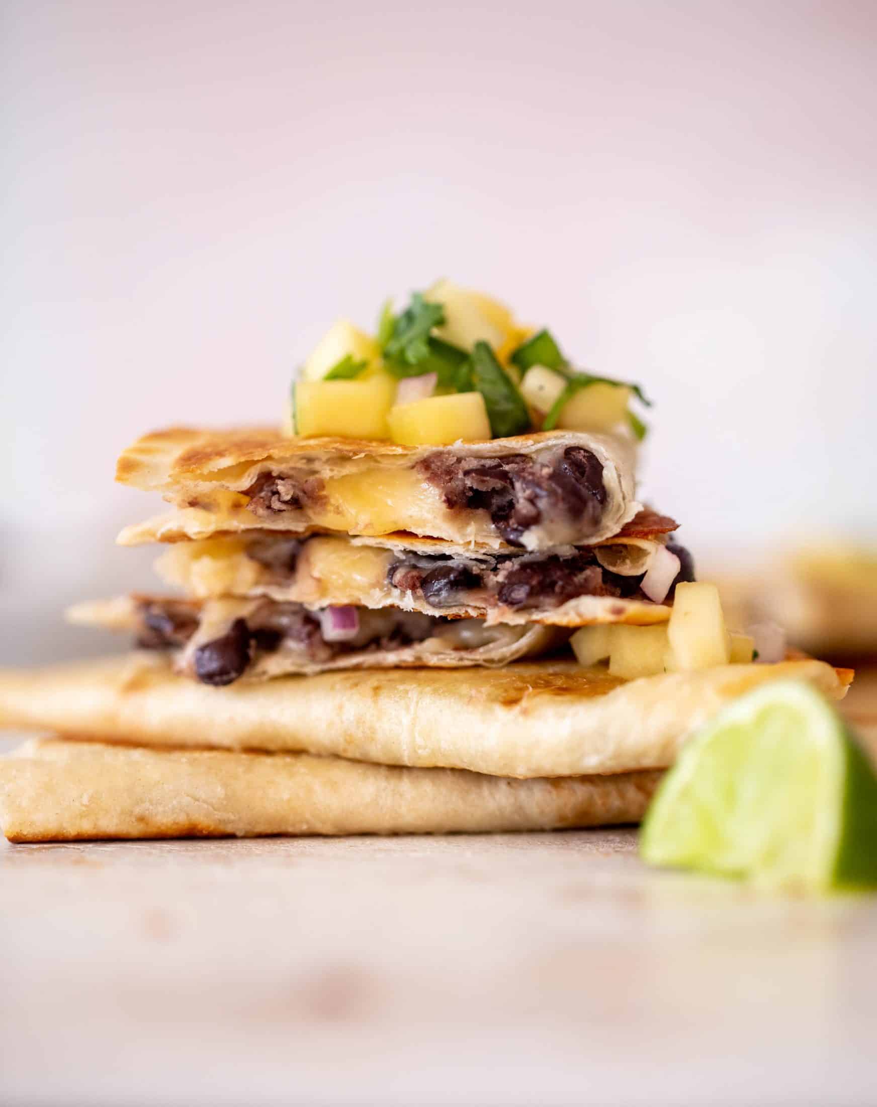 smashed black bean tacos with mango salsa