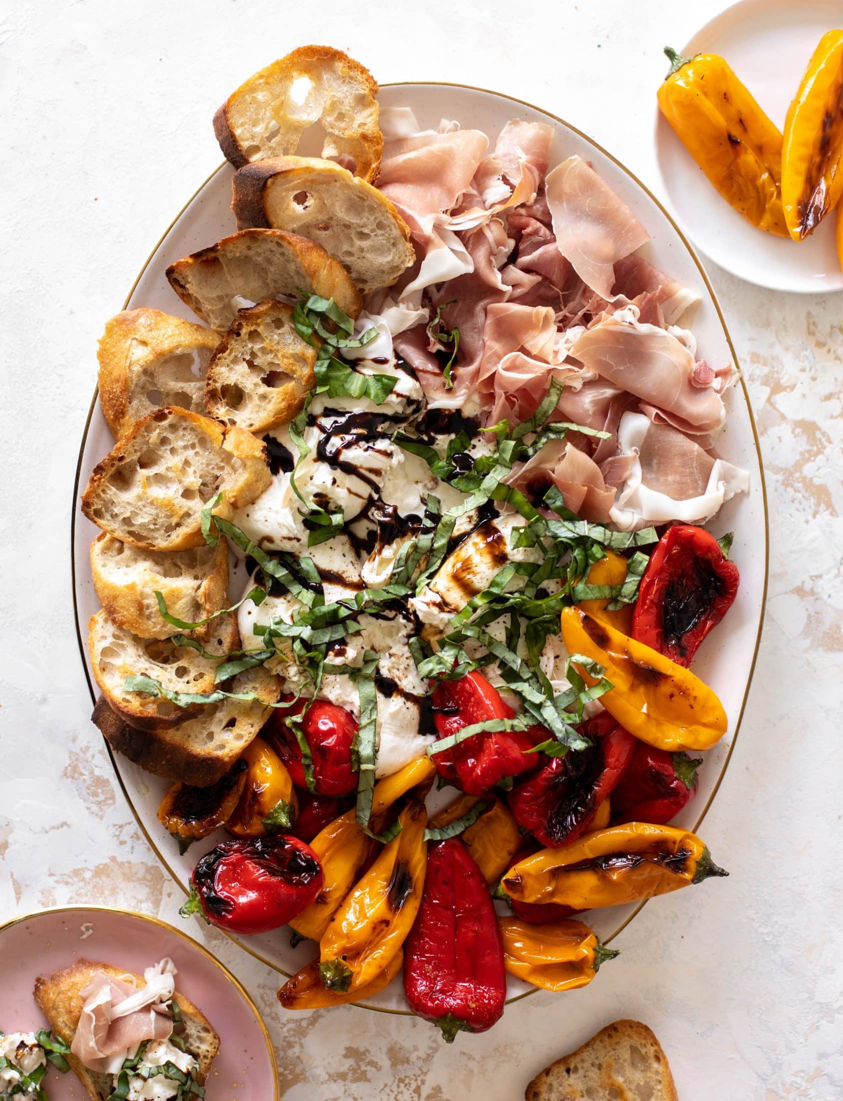 grilled pepper prosciutto snack plate