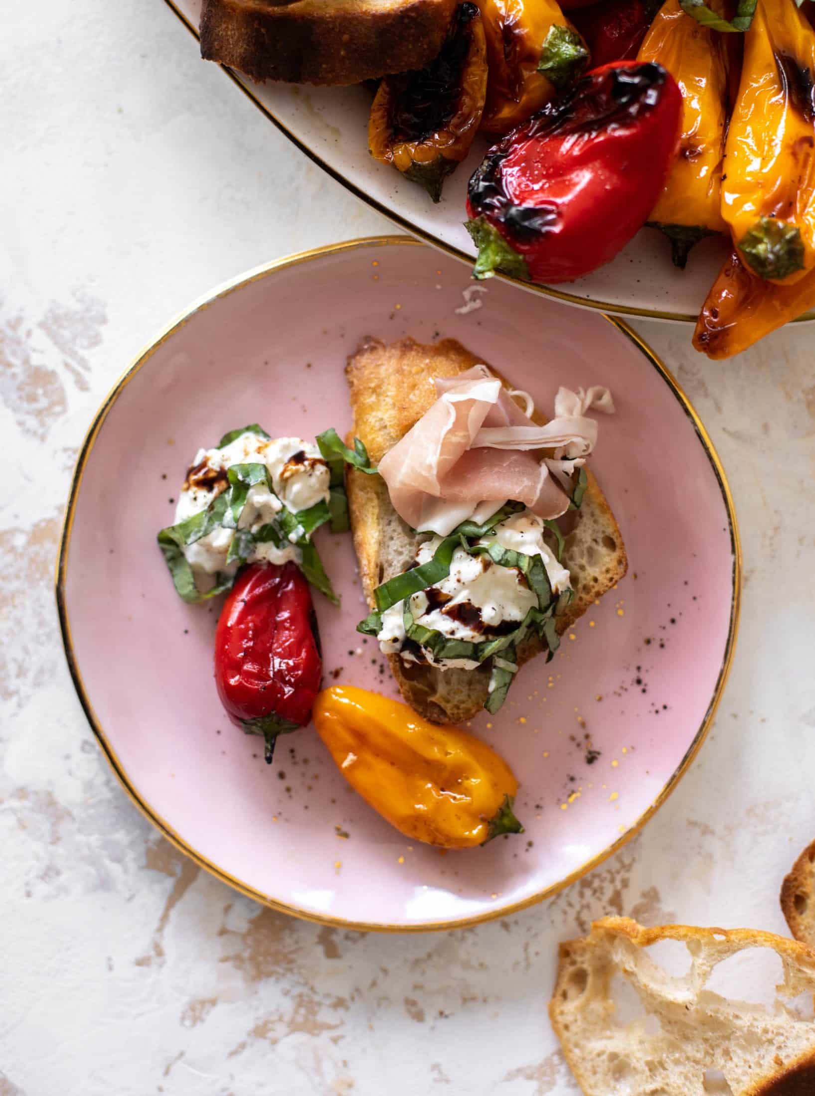 grilled pepper prosciutto snack plate