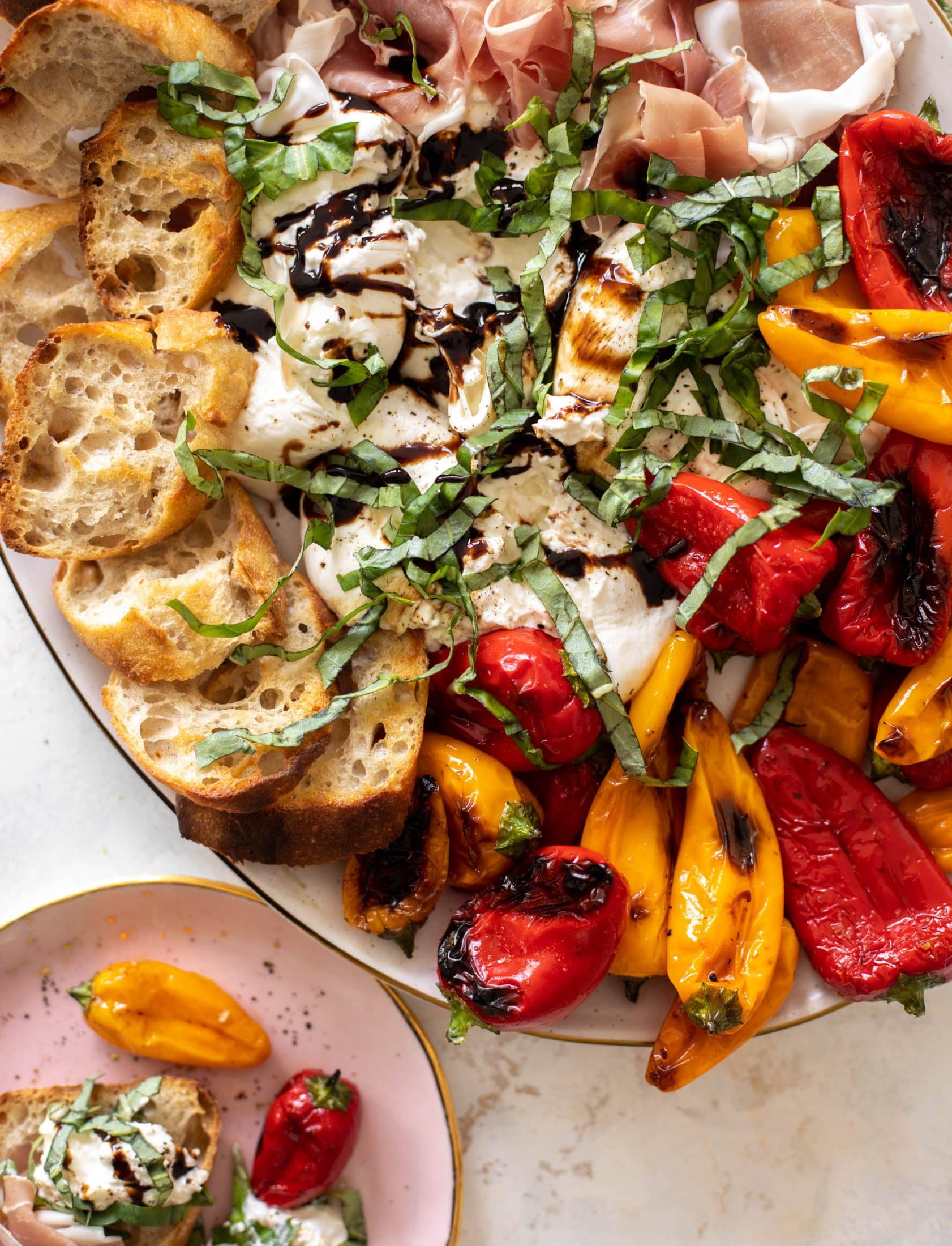 grilled pepper prosciutto snack plate
