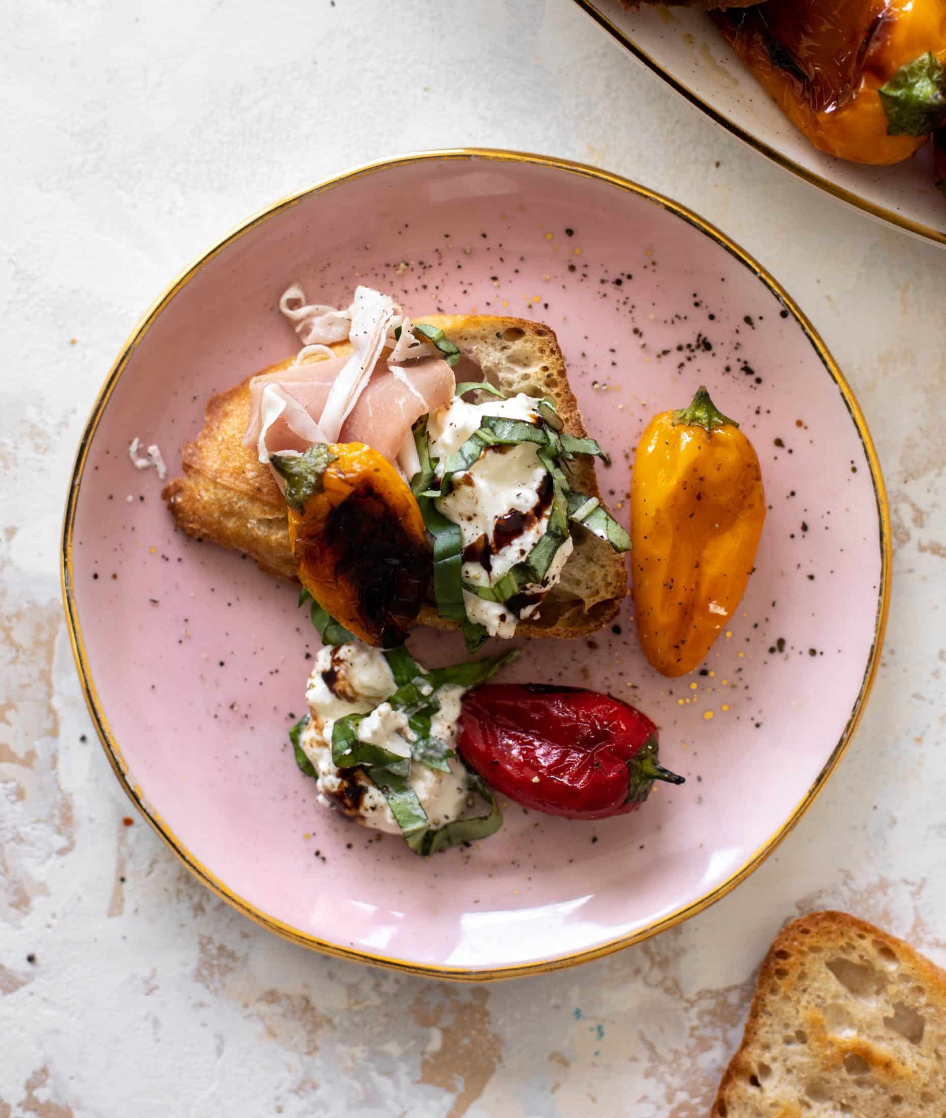 grilled pepper prosciutto snack plate