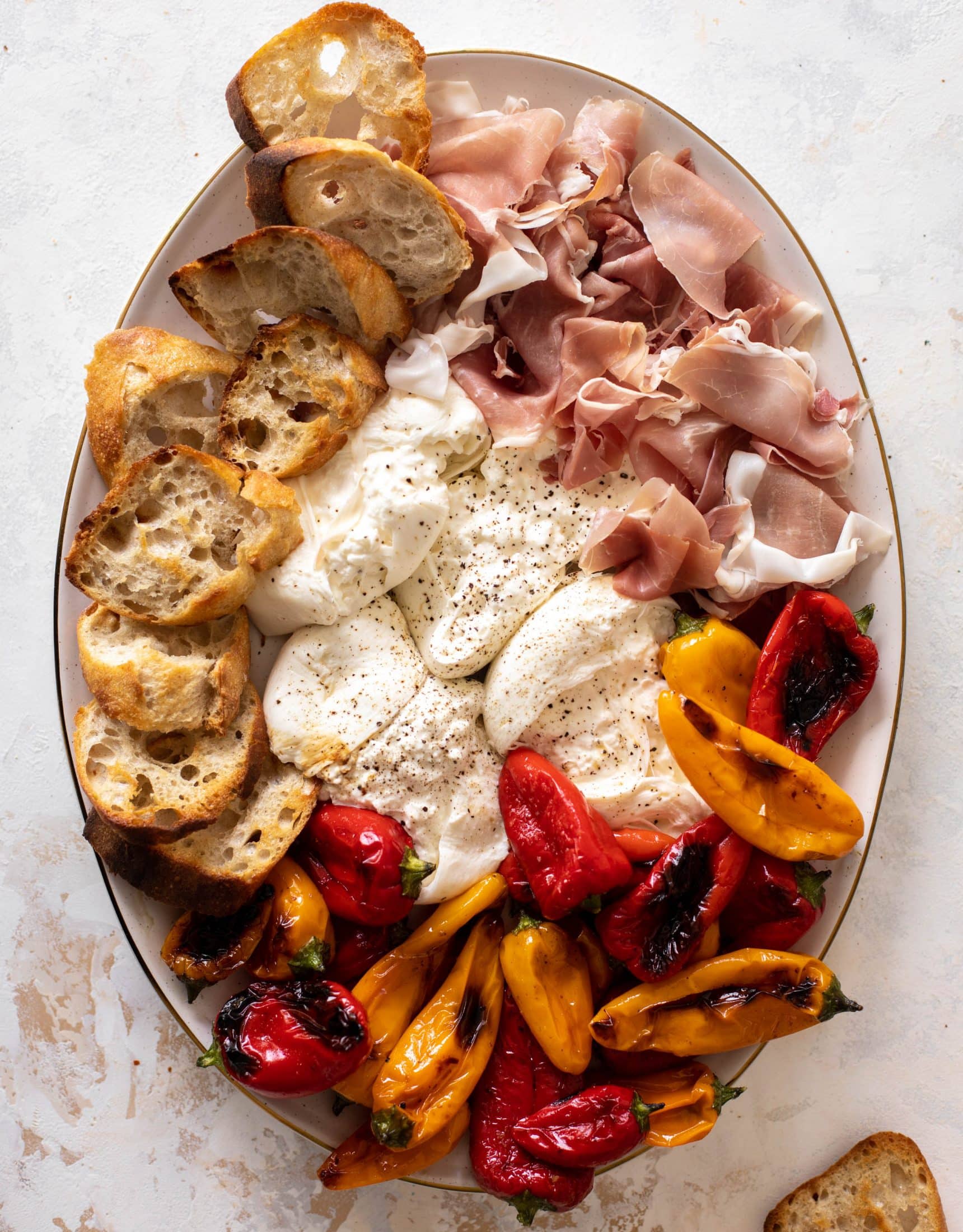 grilled pepper prosciutto snack plate