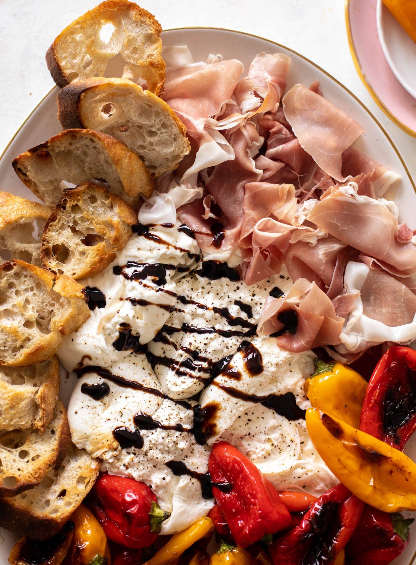 grilled pepper prosciutto snack plate