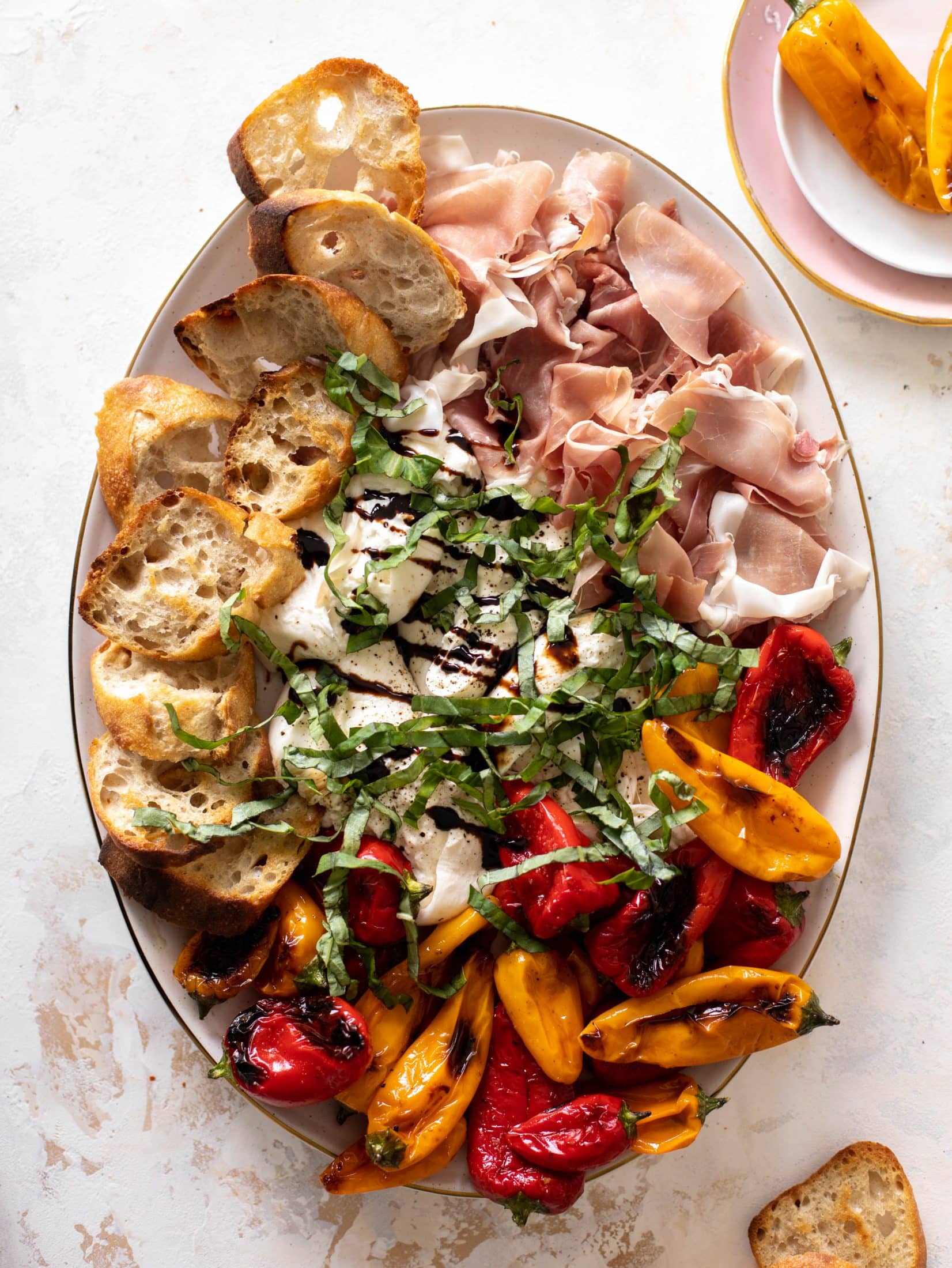 grilled pepper prosciutto snack plate