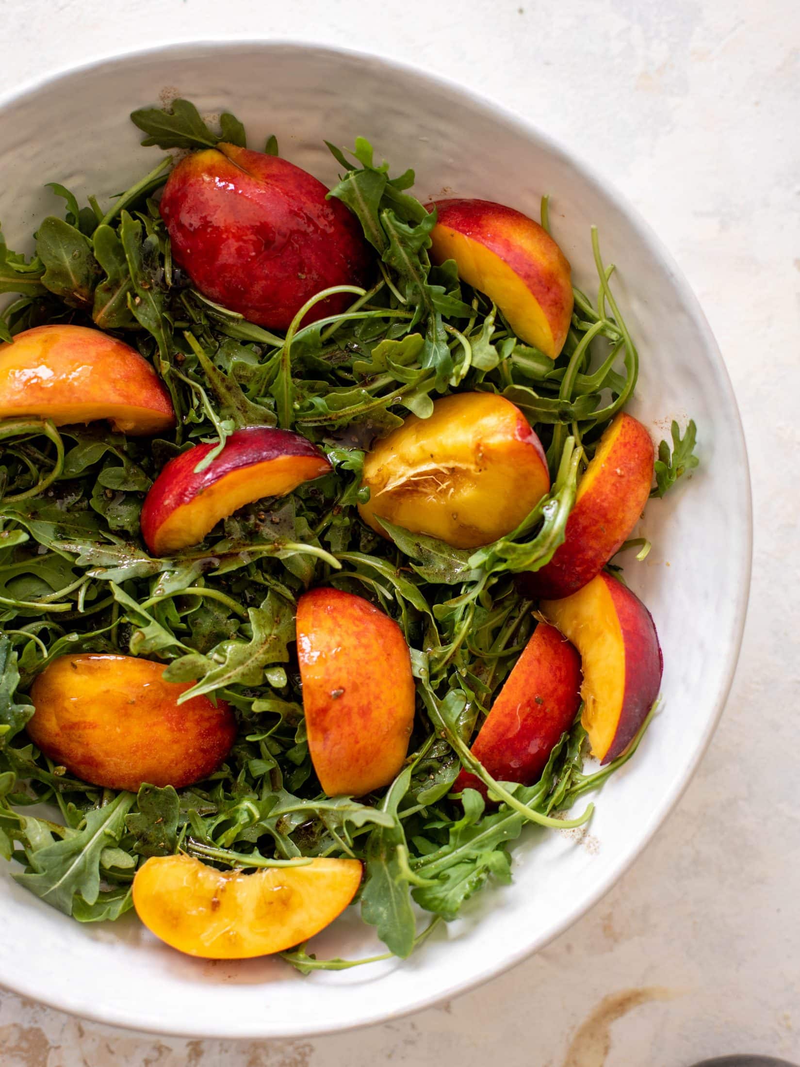 peach arugula salad with candied walnuts
