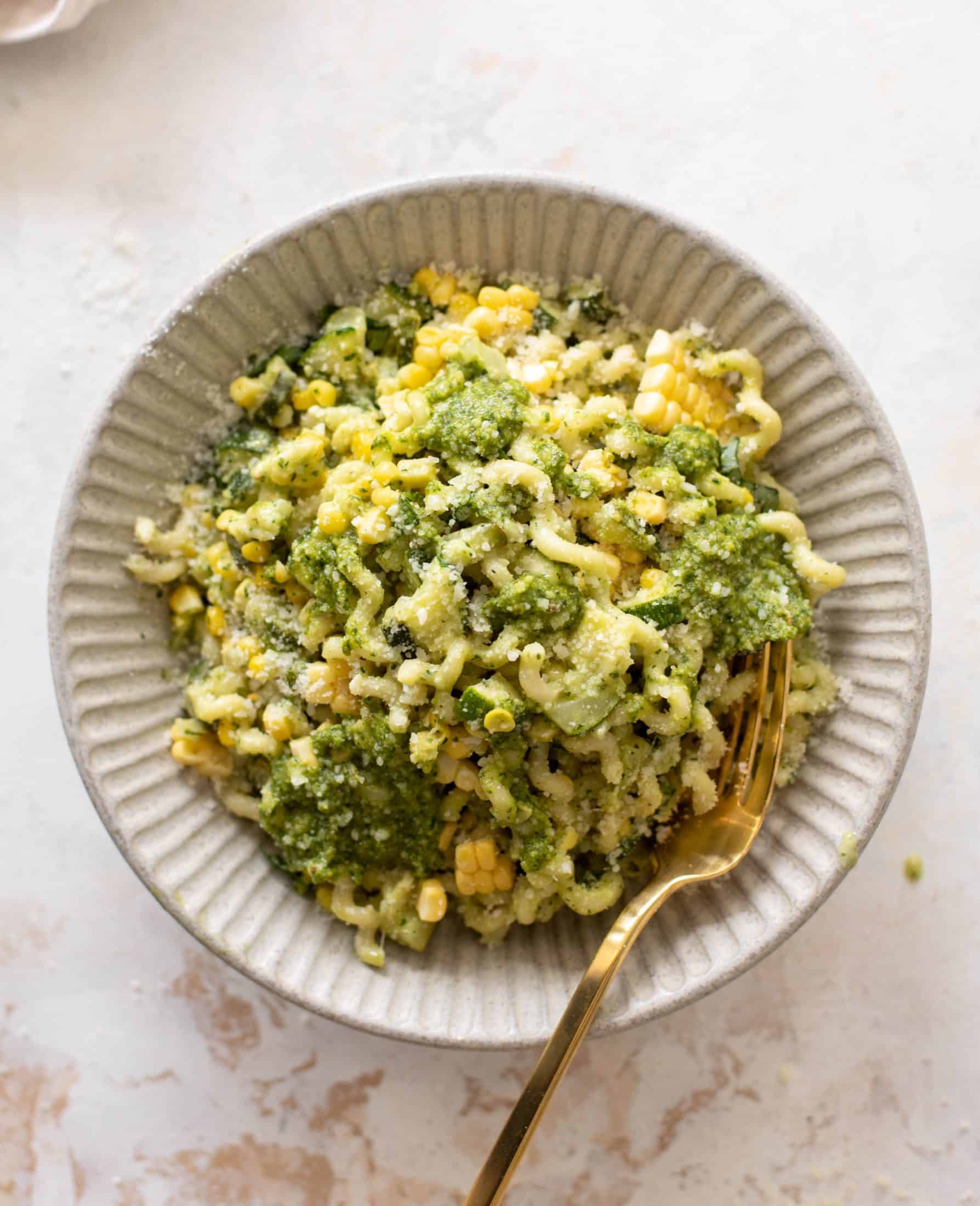 creamy corn zucchini pasta