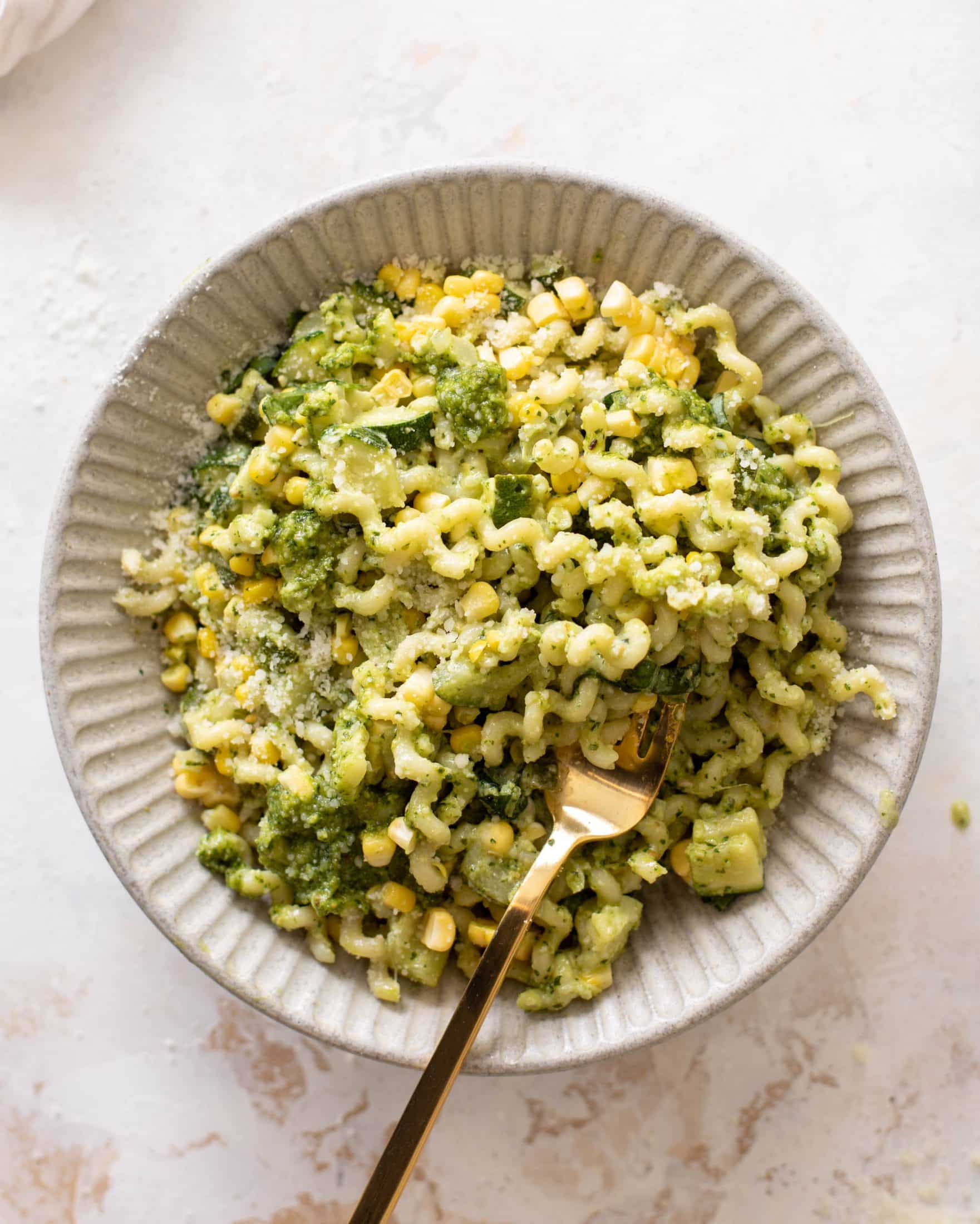 creamy corn zucchini pasta