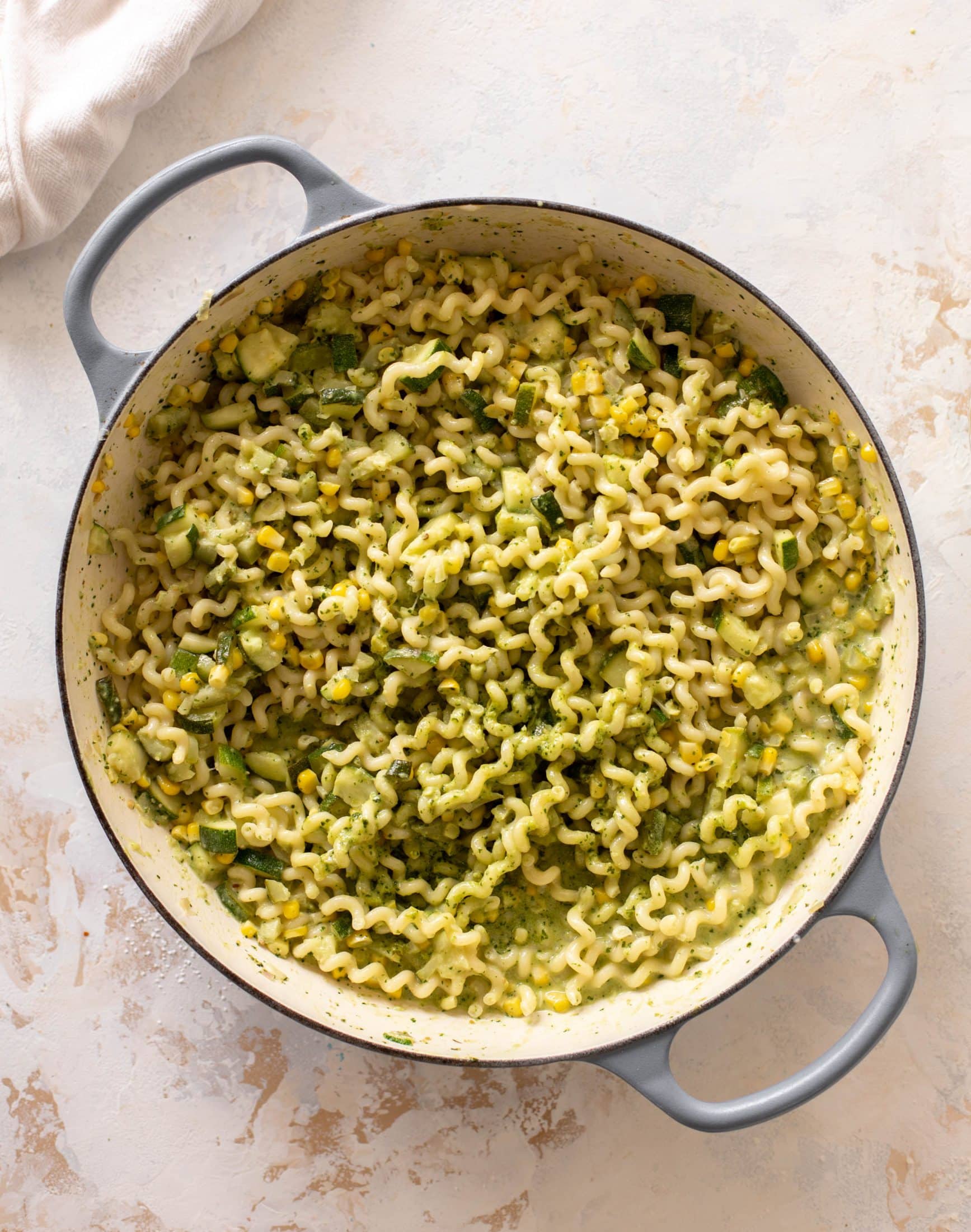 creamy corn zucchini pasta