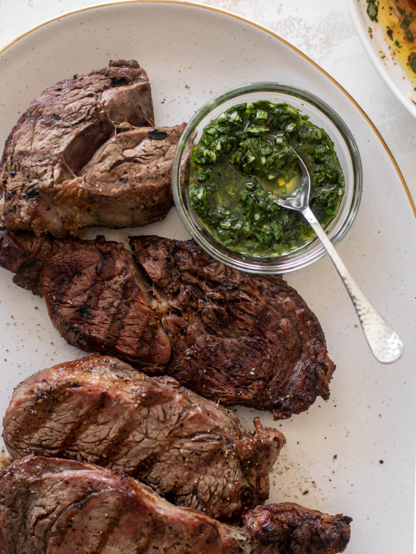 grilled steak with spicy marinated tomatoes