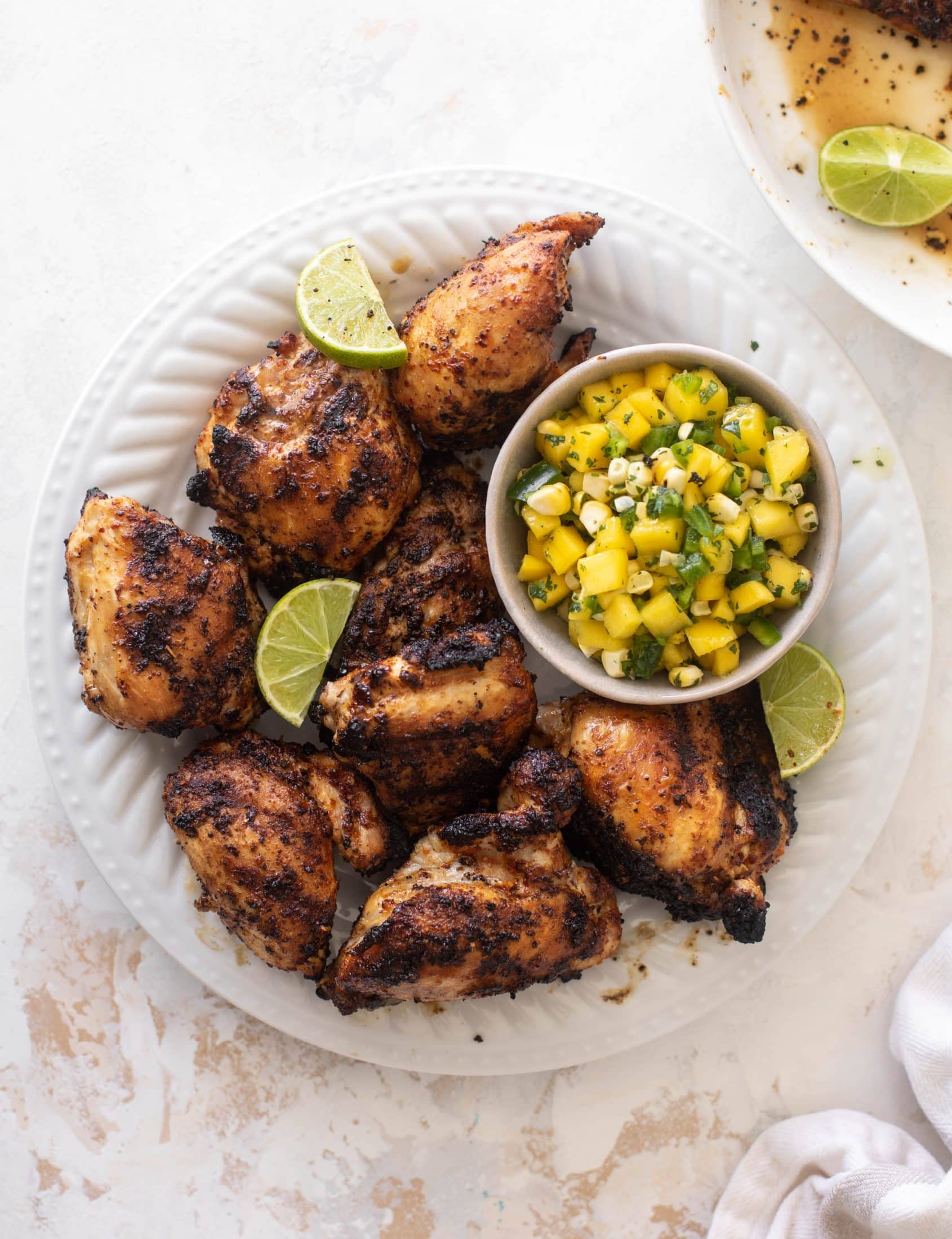 chili lime chicken thighs with mango corn salsa